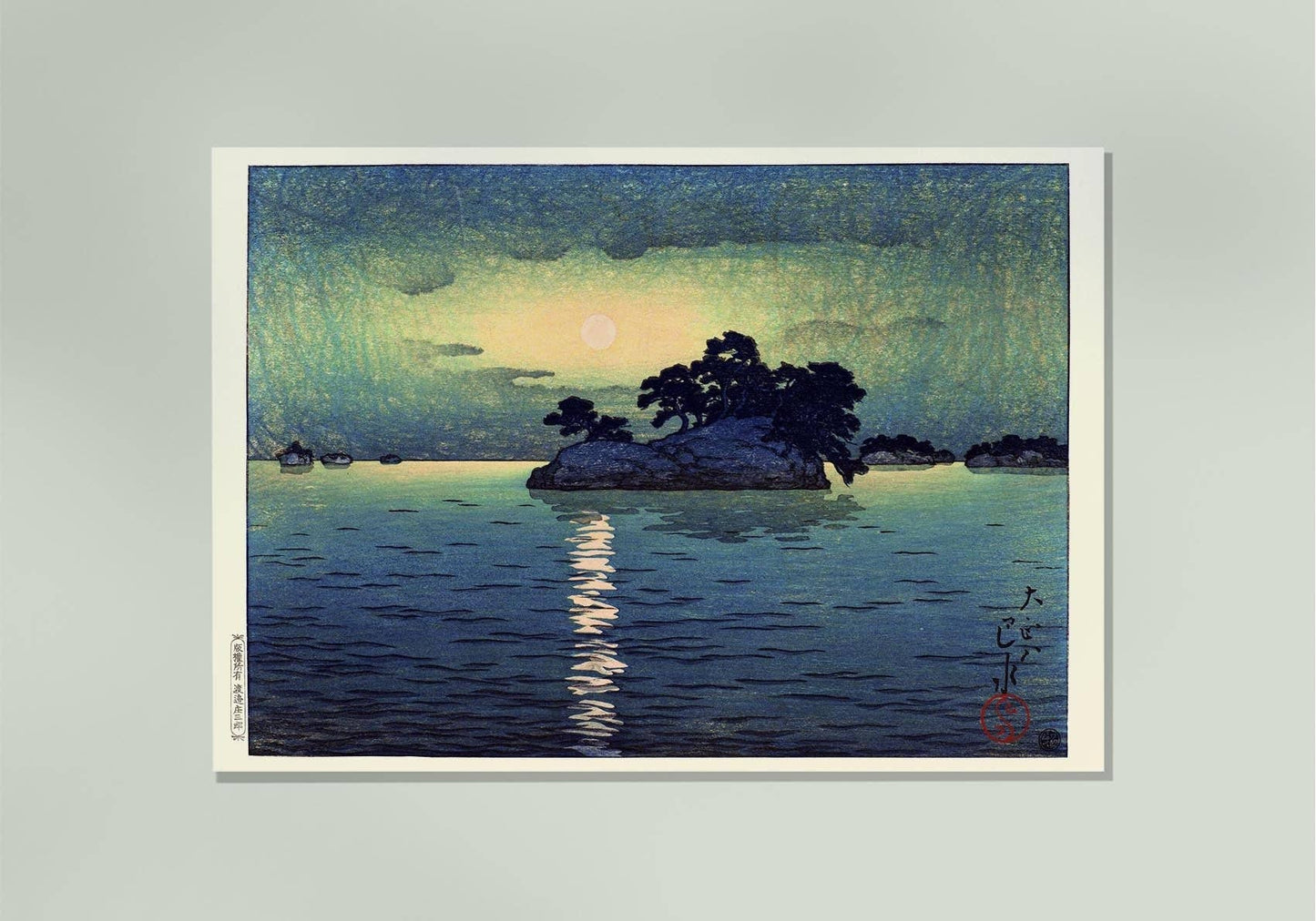 Matsushima in Moonlight by Hasui: 8x10 Inches
