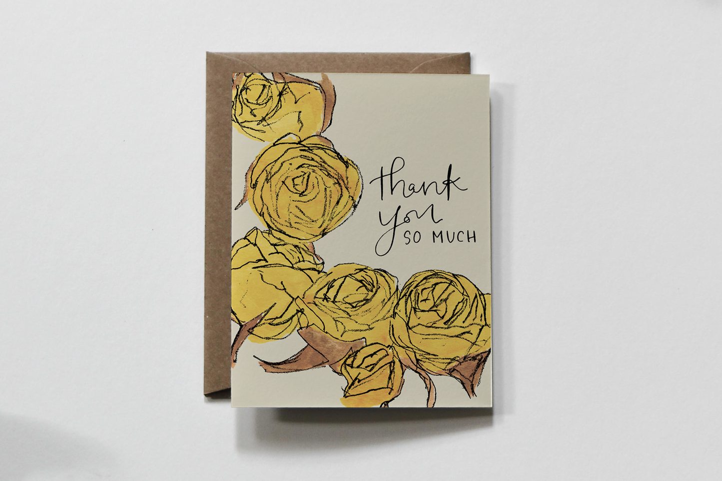 Scrawl Floral | Thank You So Much Grateful Greeting Card