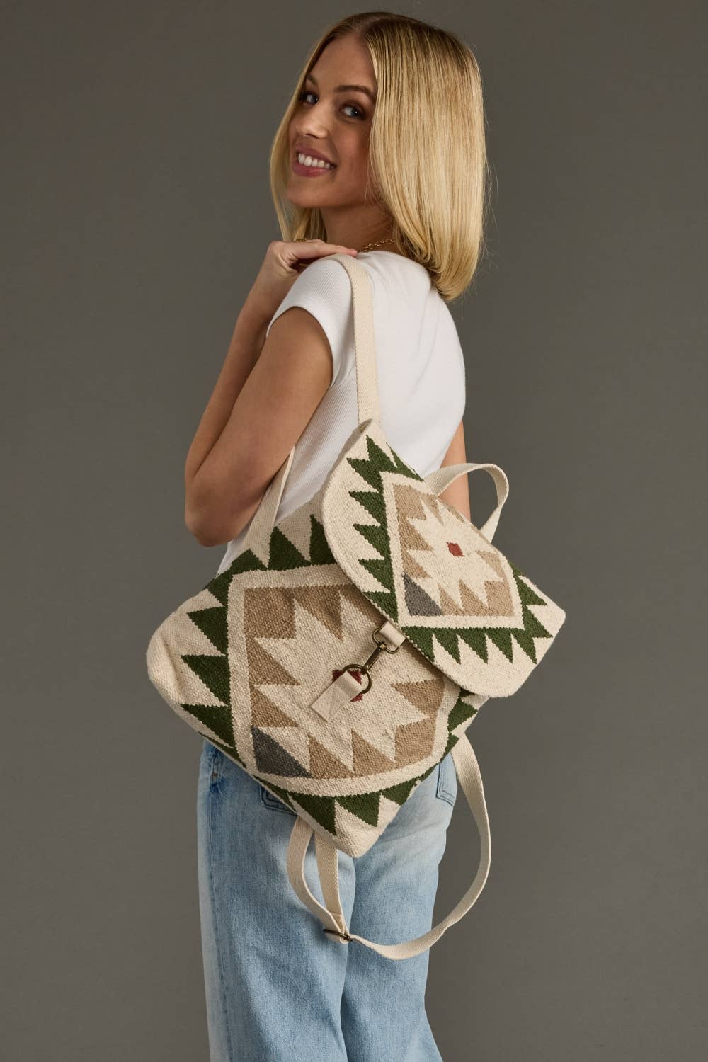 Woven Wool & Cotton Backpack - Tricolor