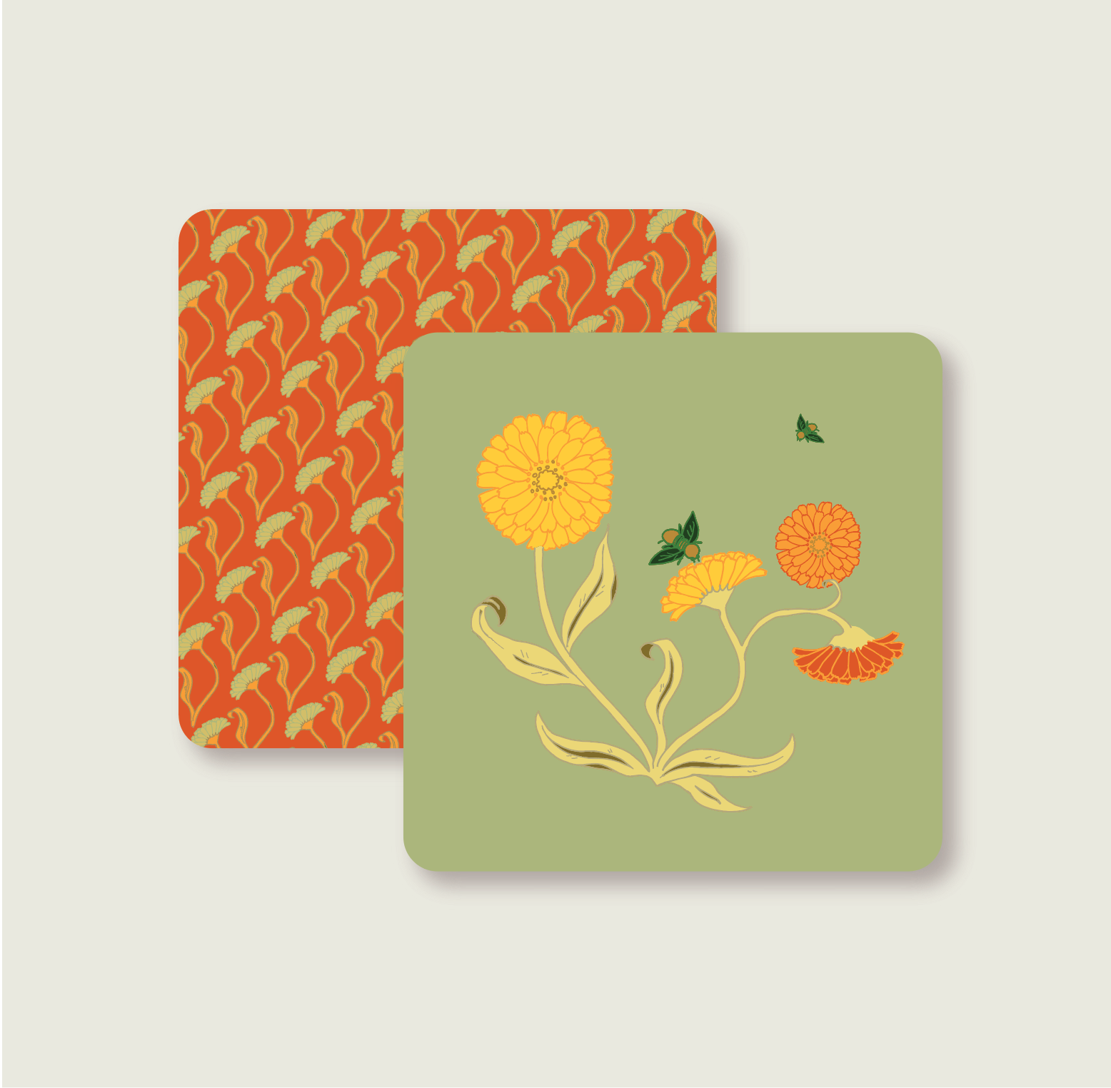 Calendula Coaster Set-Double Sided