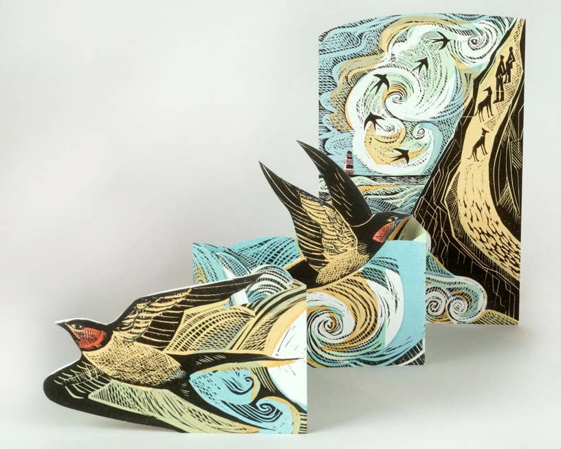 Cornish Swallows Concertina Card - Angela Harding
