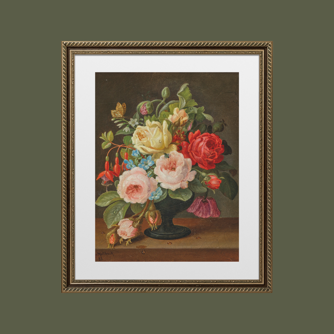 Still Life Florals 19th Century II Antique Art Print