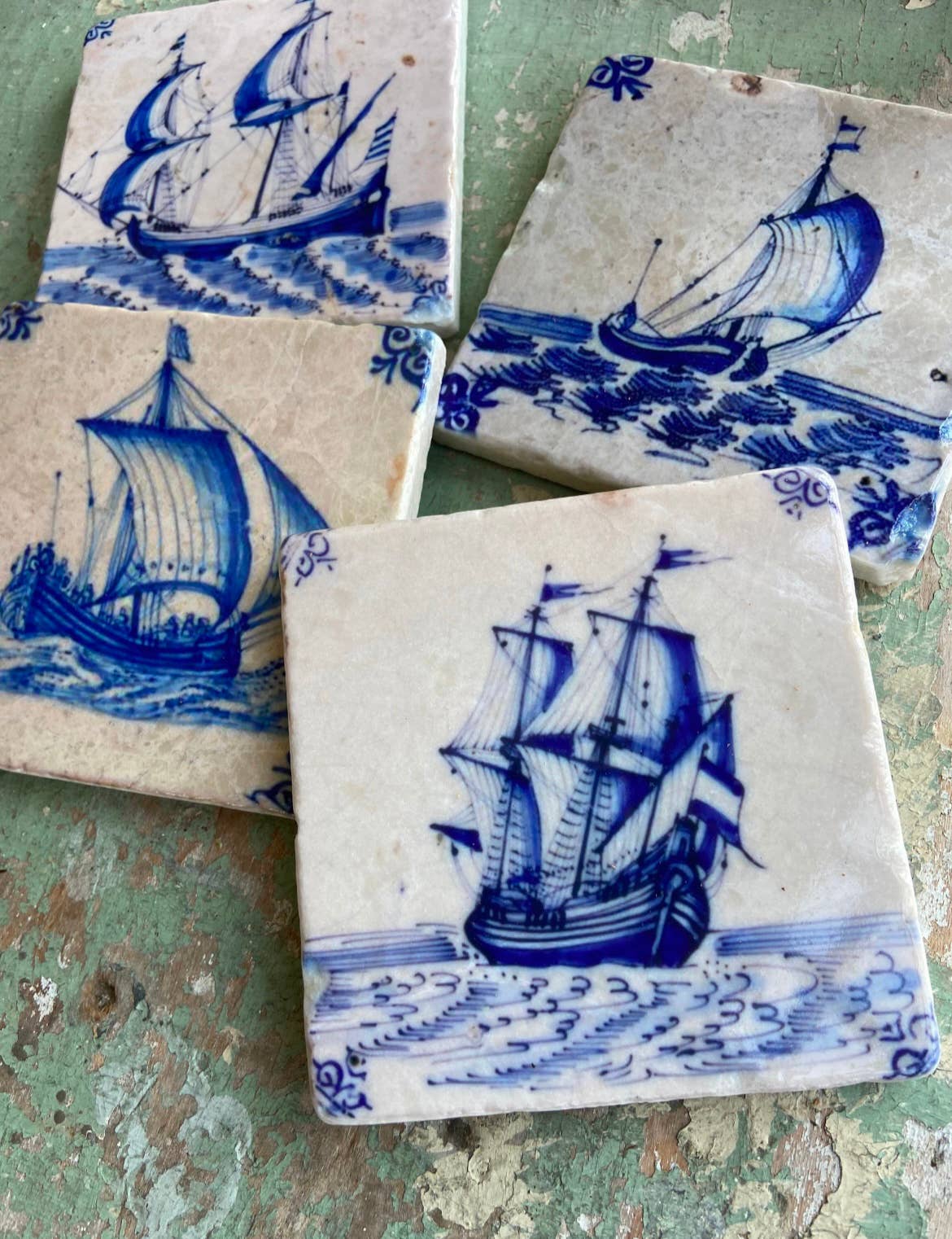 Delft Boats stone coasters - case of 4