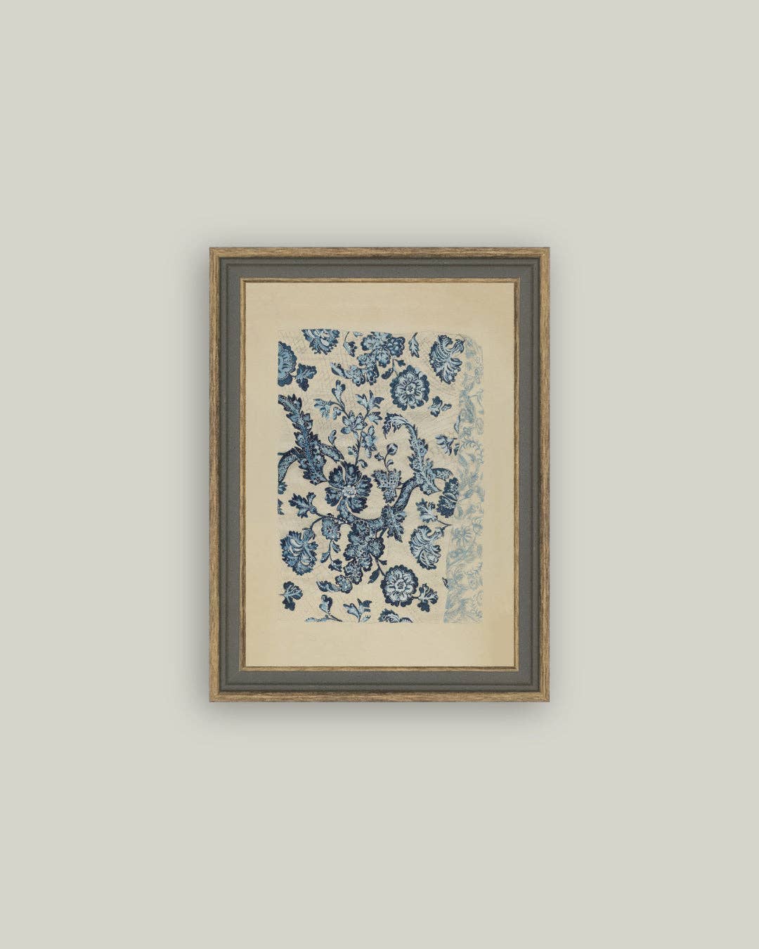 Blue Textile Pattern Framed Antique Art
