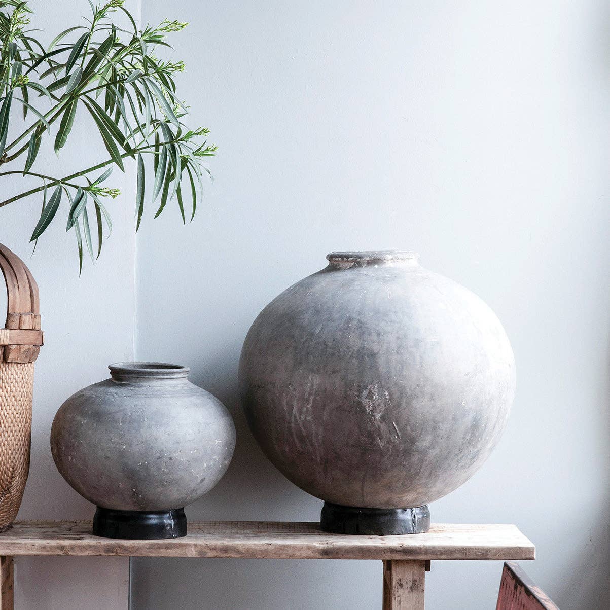 Vintage Mud Pot with Base