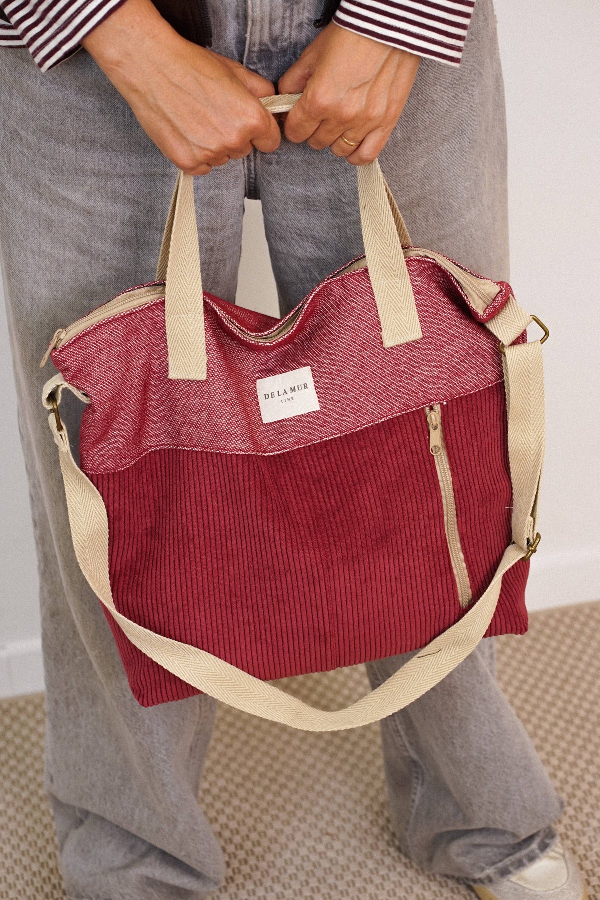 Corduroy Large Handbag – Burgundy (Arde)