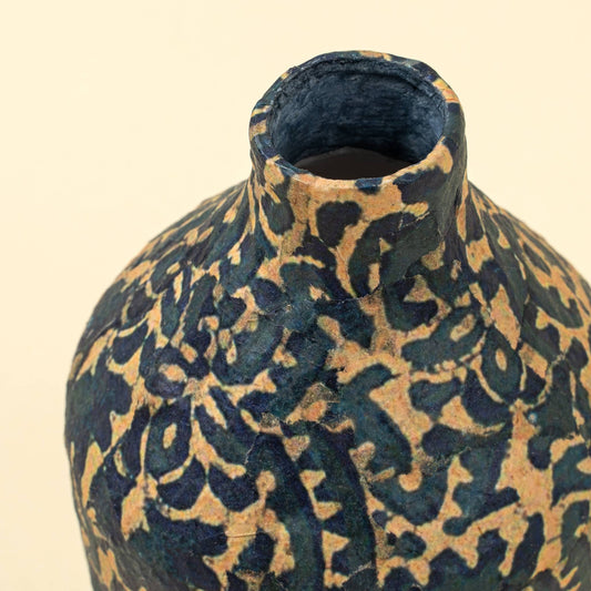 Patterned Paper Mache Bottle Vase