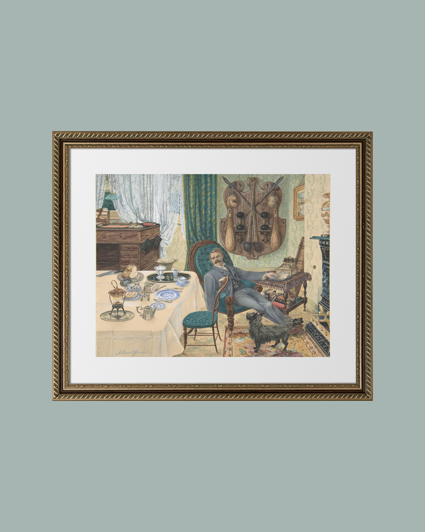 The Sportman's Breakfast Antique Art Print