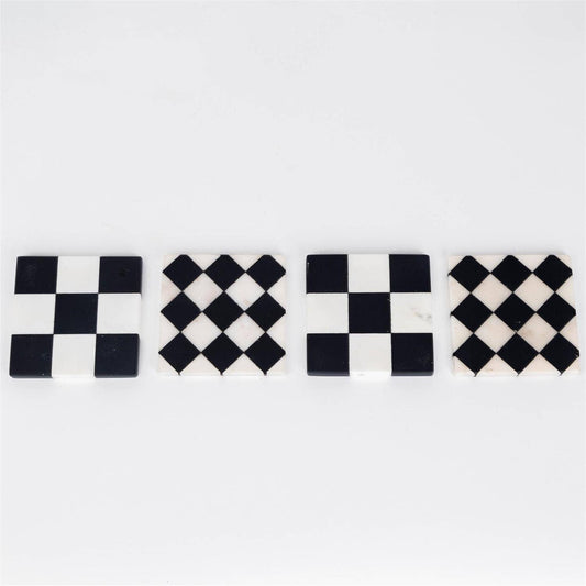 Black And White Marble Coasters (Set Of 4)