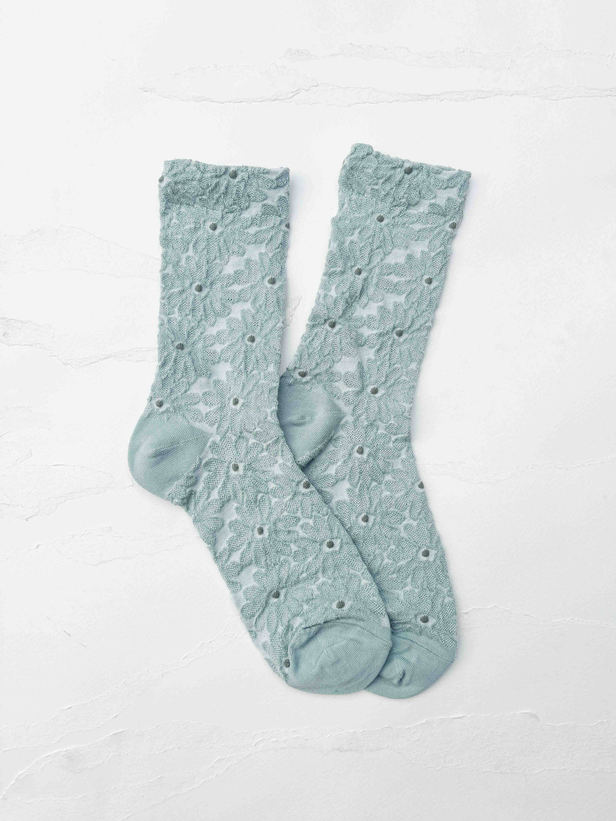 Floral Lace Cotton Blend Crew Socks