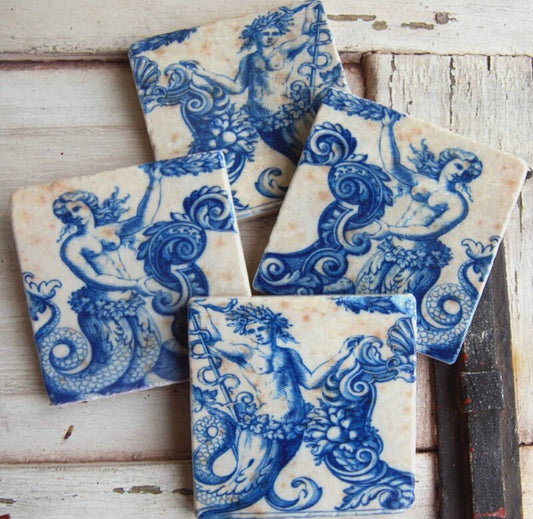 Mermaids stone coasters - case of 4