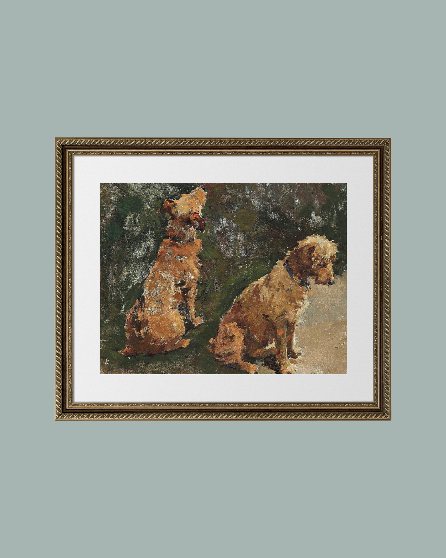 Two Pups Antique Art Print