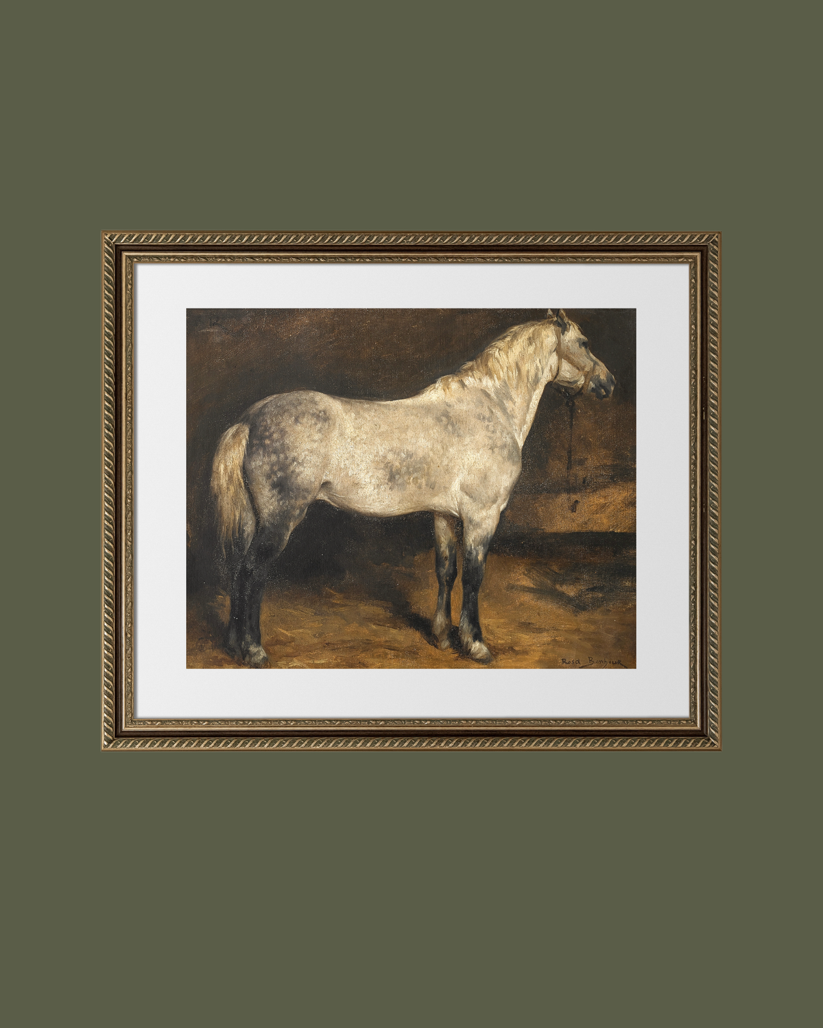 Dapple Grey Horse Antique Art Print