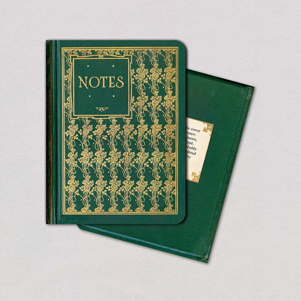 Green with Gold Roses - Vintage Book Cover Notebook
