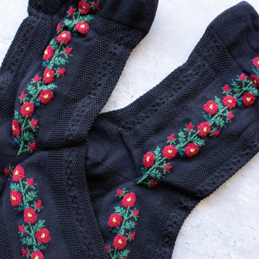 Floral Mesh casual socks: Black