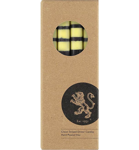 British Colour Standard Dinner Candles - Jet Black, Orange Flame, Neyron & Sulphur Yellow