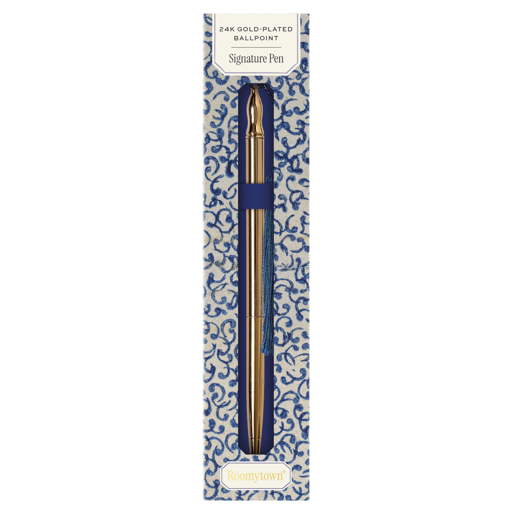 24k Gold Plated Ballpoint Pen - Blue Tassel
