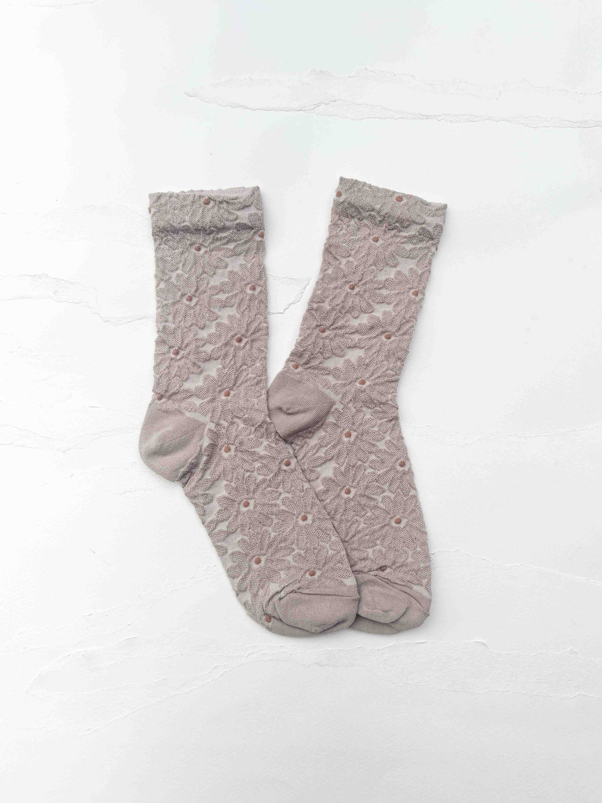 Floral Lace Cotton Blend Crew Socks