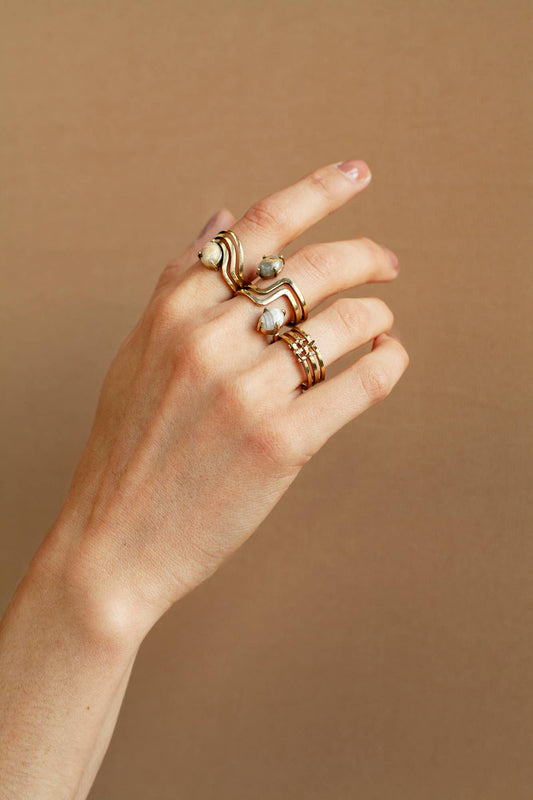 Crosshatch Ring - Brass: 8