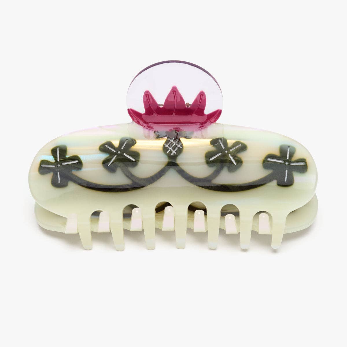 Crimson Red Clover Flower Long Acetate Hair Claw Clip