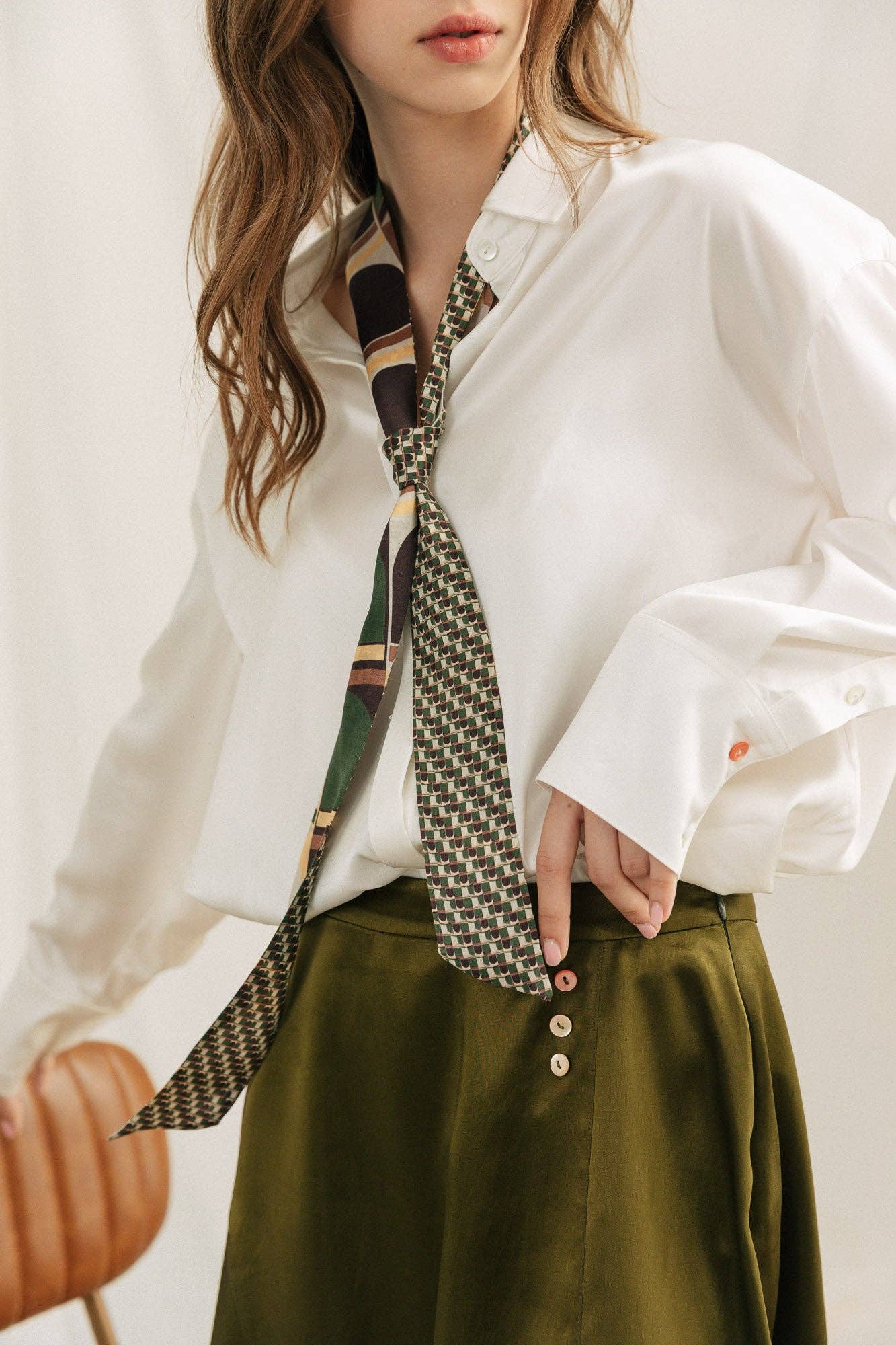 "Modular" Silk Skinny Scarf