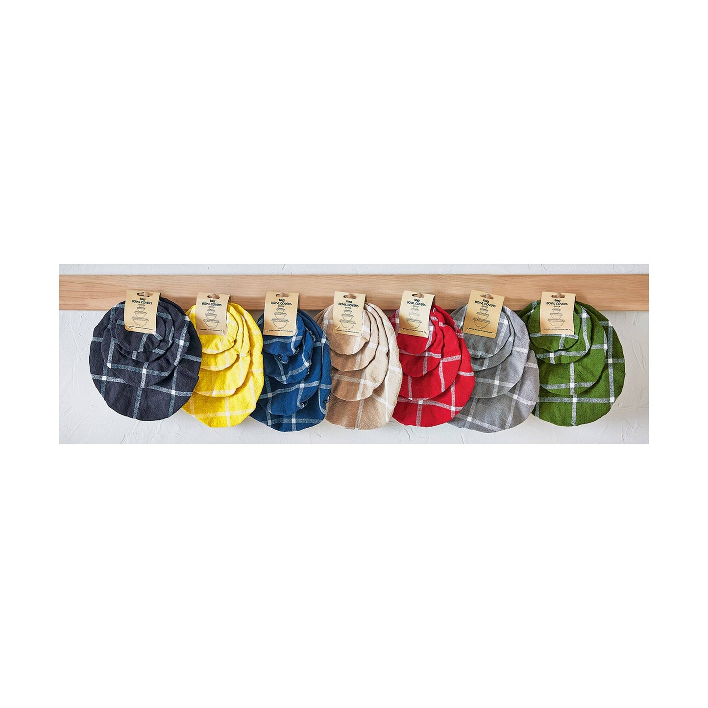 Classic Check Bowl Cover Set of 4 - Yellow