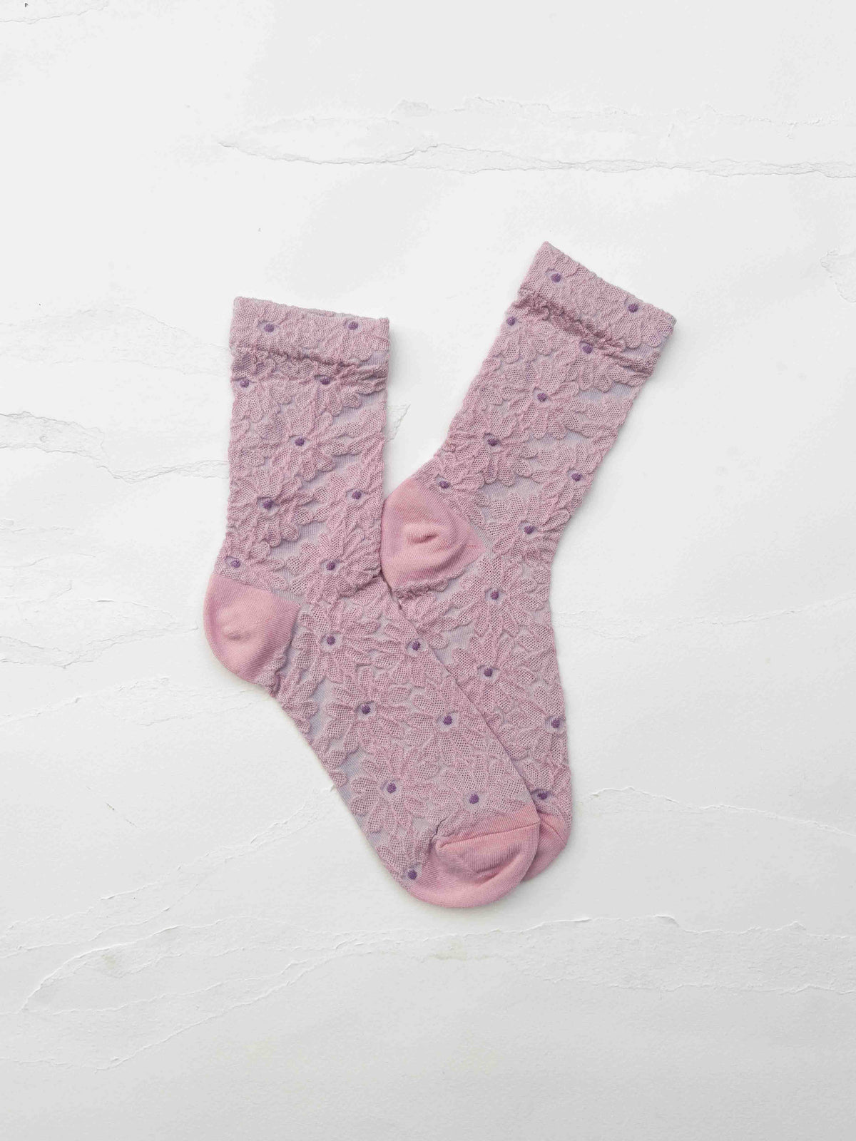 Floral Lace Cotton Blend Crew Socks