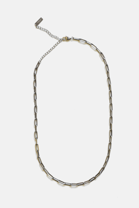 3mm Paper Clip Chain Necklace: Steel