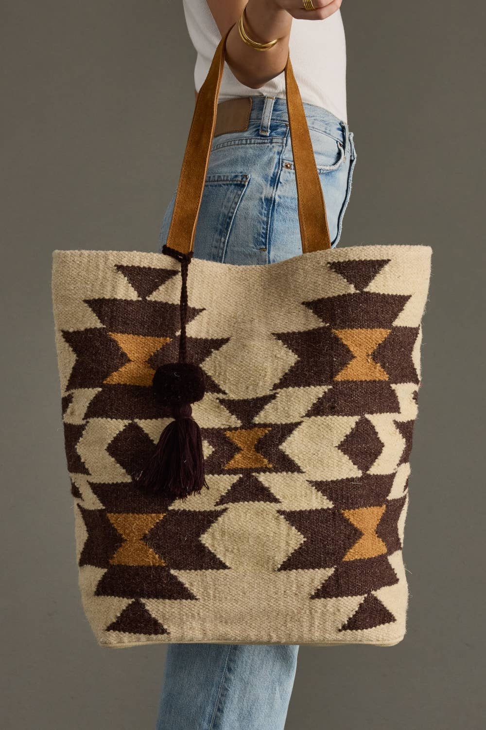 Woven Western Patterned Tote