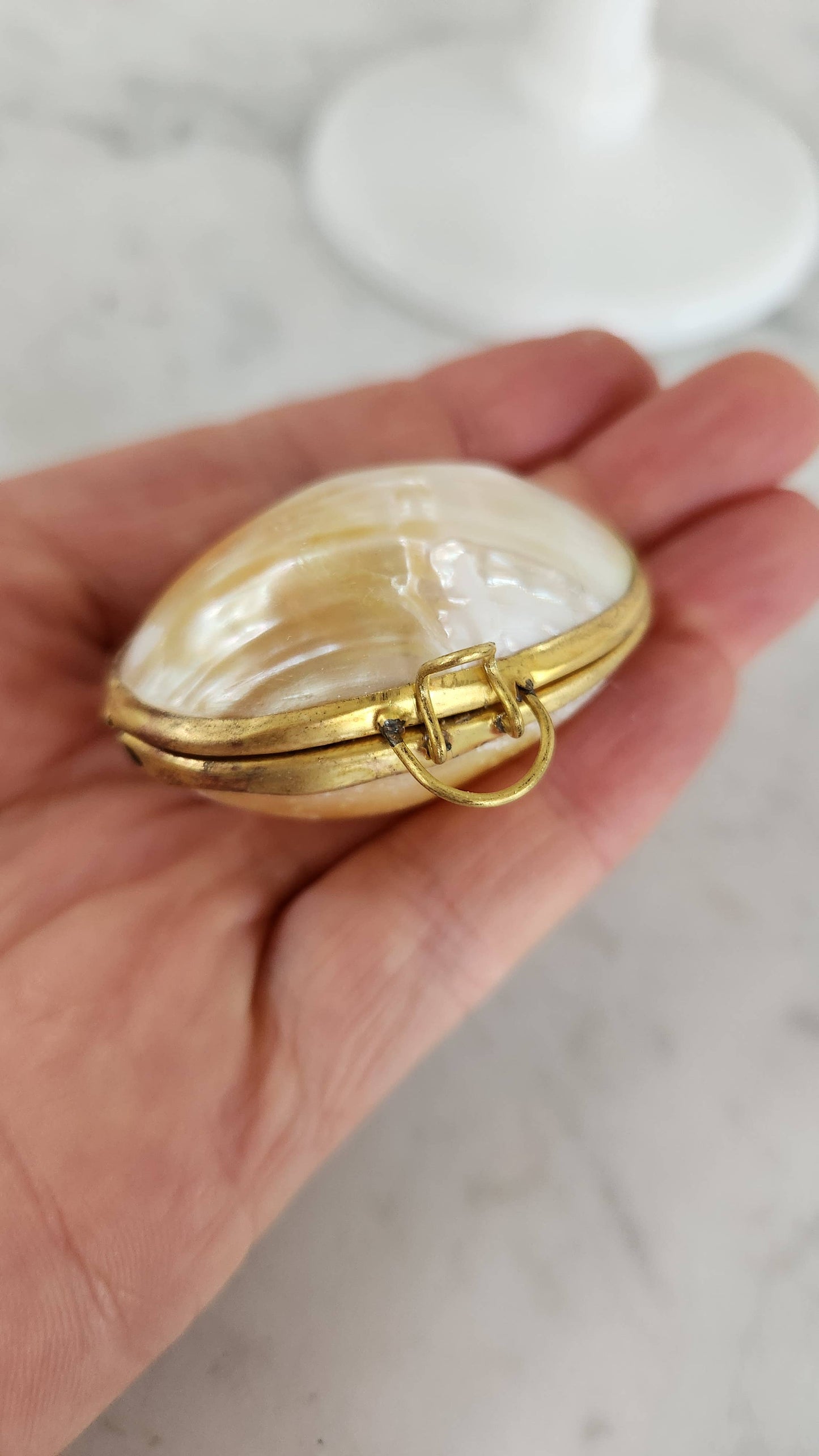 Mini Gold Mother of Pearl Trinket Pill Box & Coin Purse