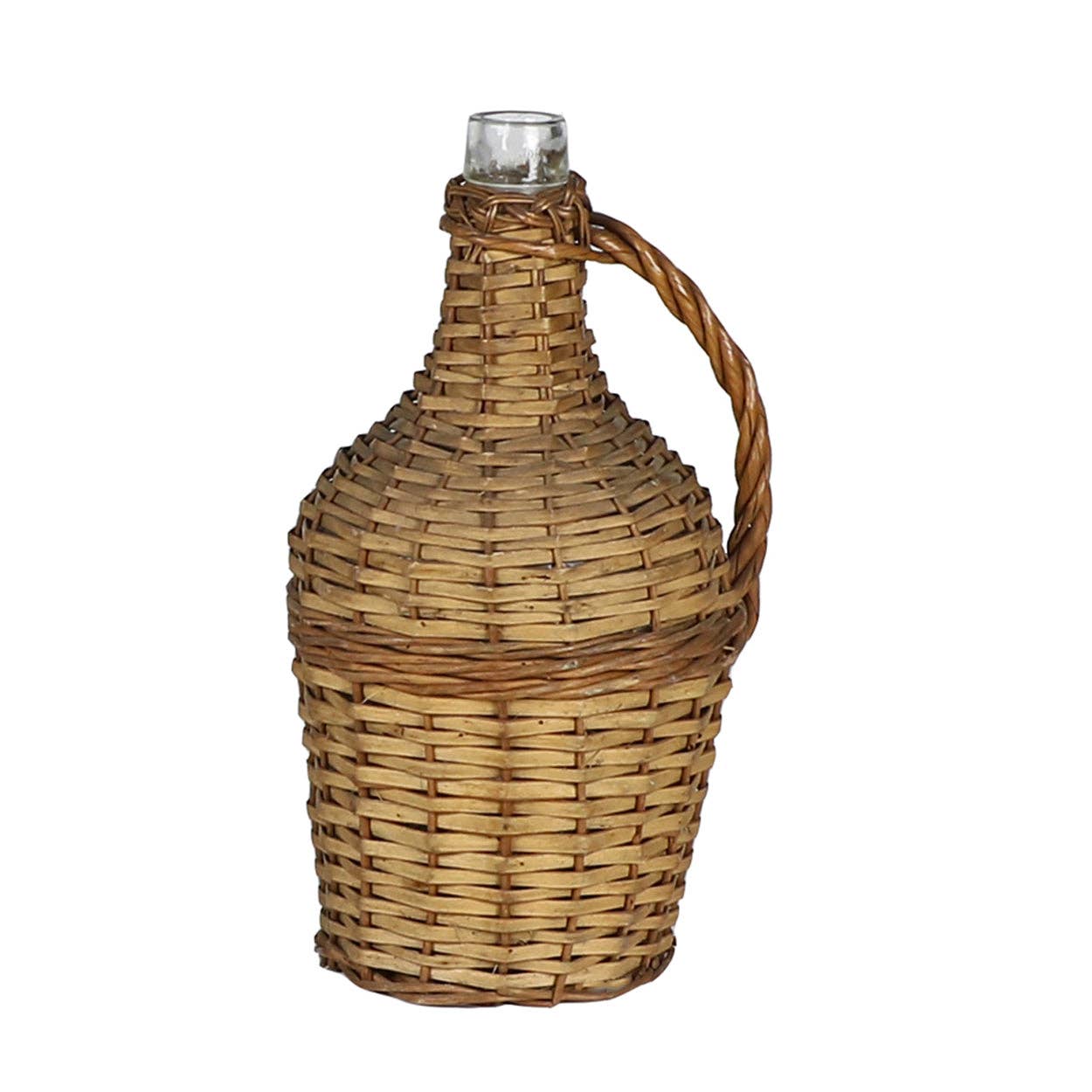 Wicker Covered Wine Bottle: Small