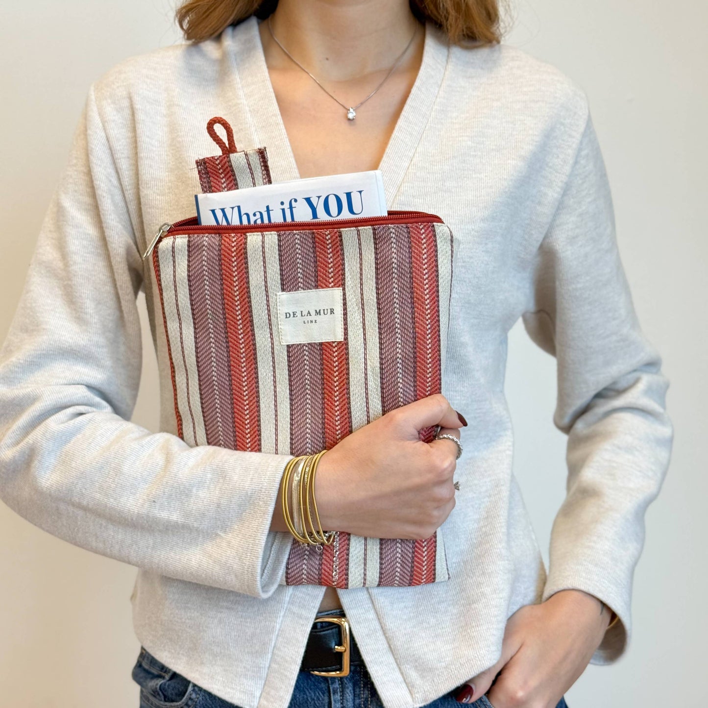 Book Cover With Matching Bookmark in Summer Stripe