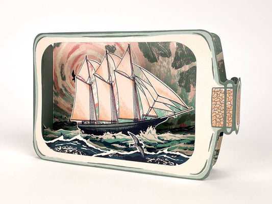 Schooner in a Bottle 3D Card - Tom Jay