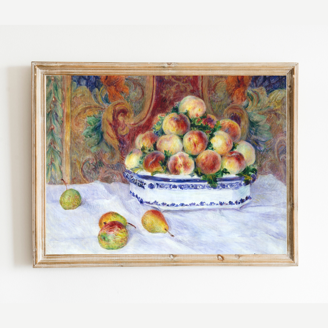 Still Life with Peaches Antique Art Print