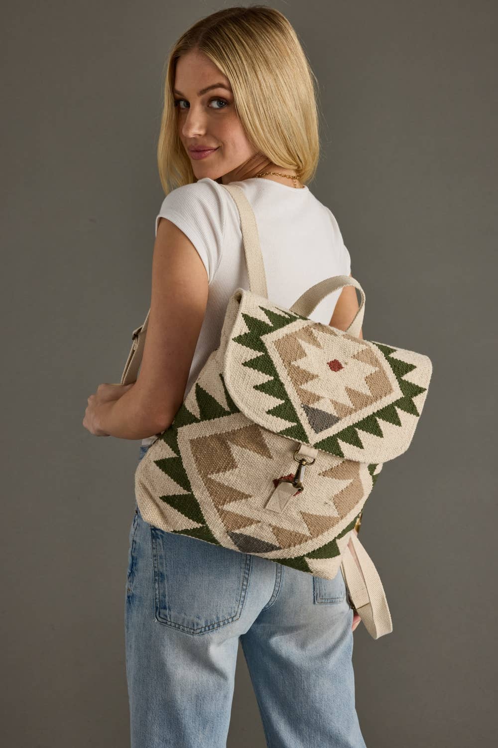 Woven Wool & Cotton Backpack - Tricolor