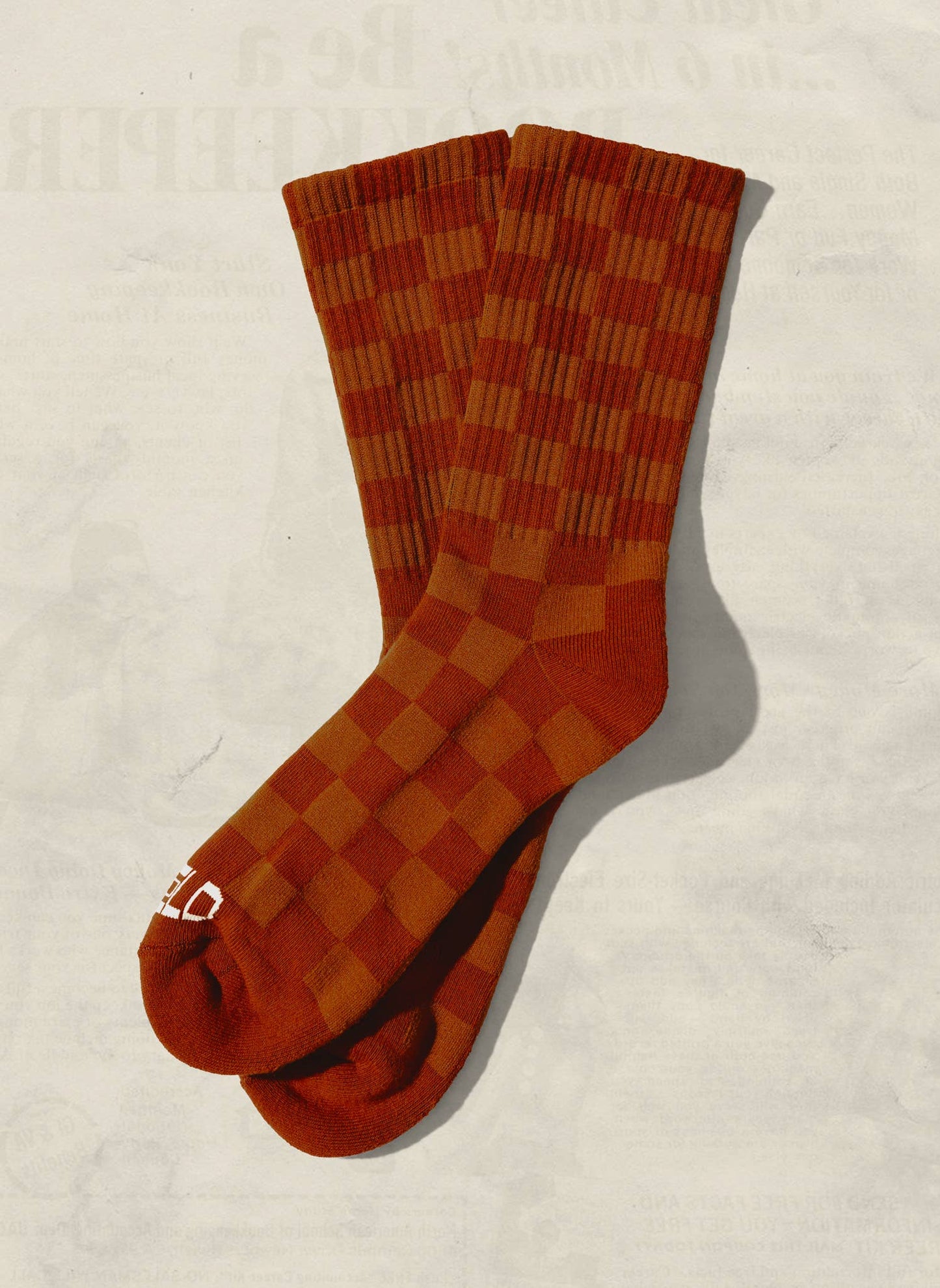 Tonal Checkerboard Socks- Rust