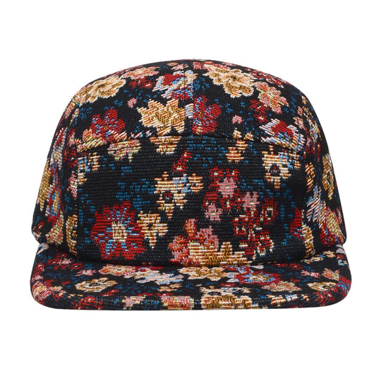 Jacquard Floral 5-Panel Hat -- Black