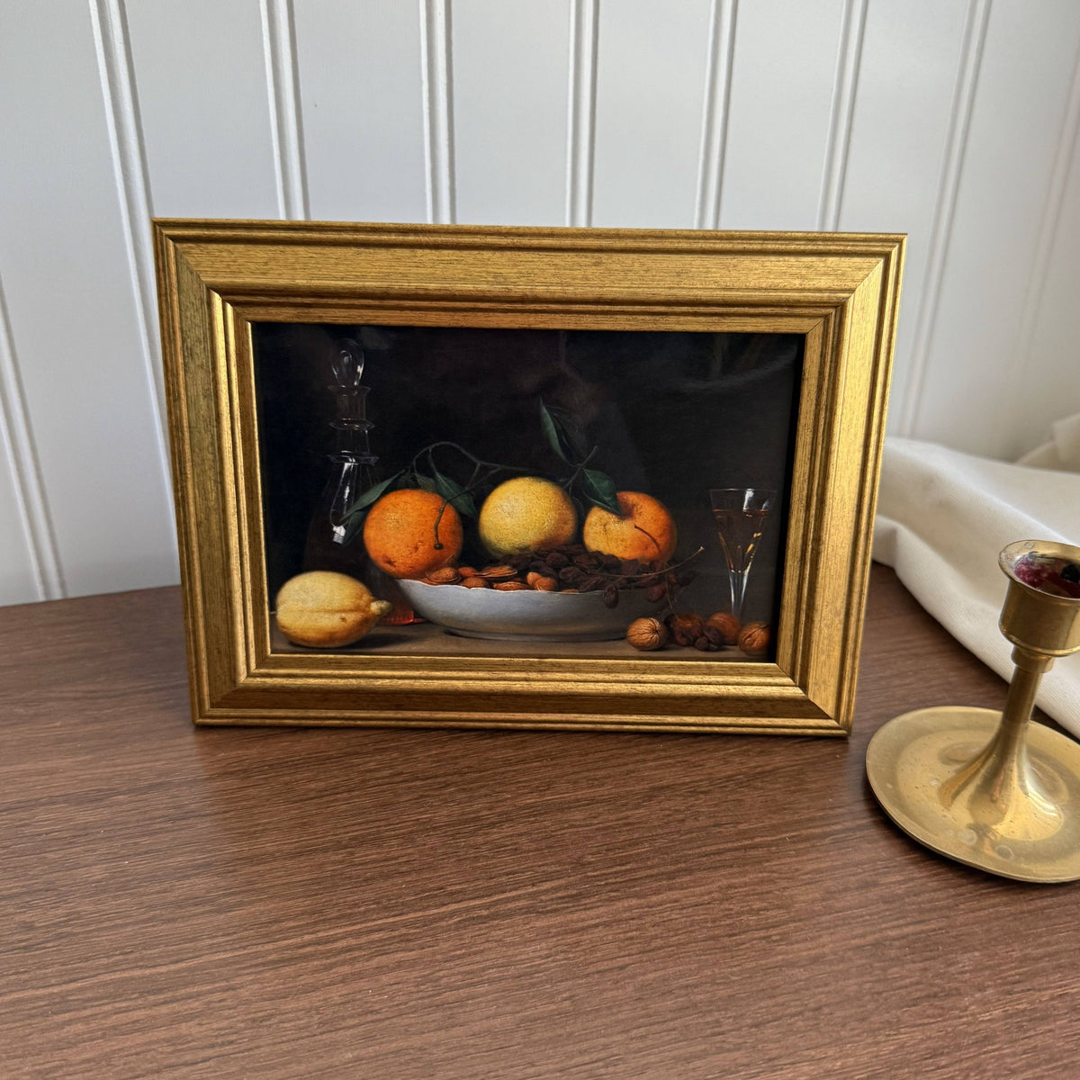 Vintage Style still life bowl of oranges and Lemons Framed