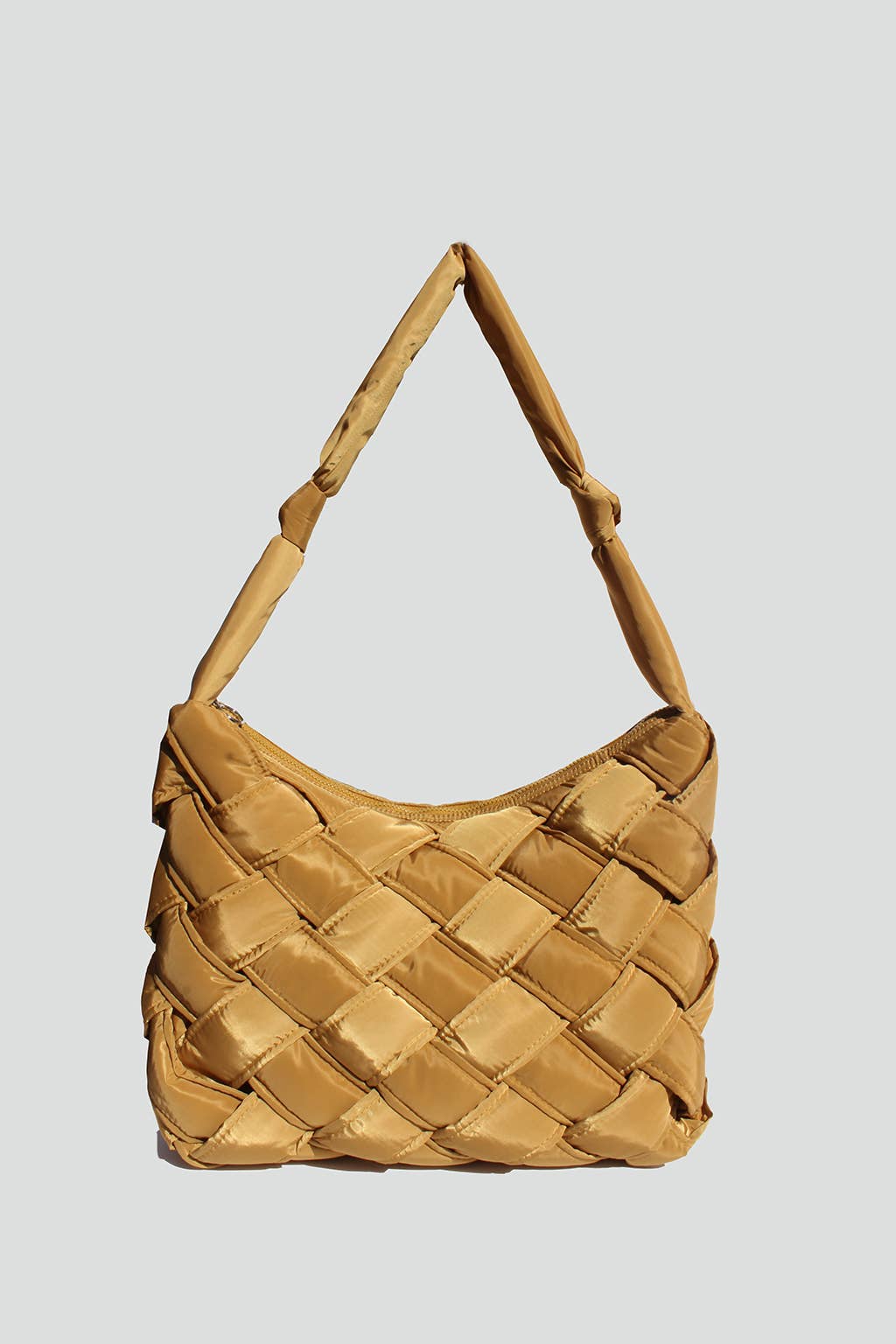 Khloe Nylon Woven Tote: Tan