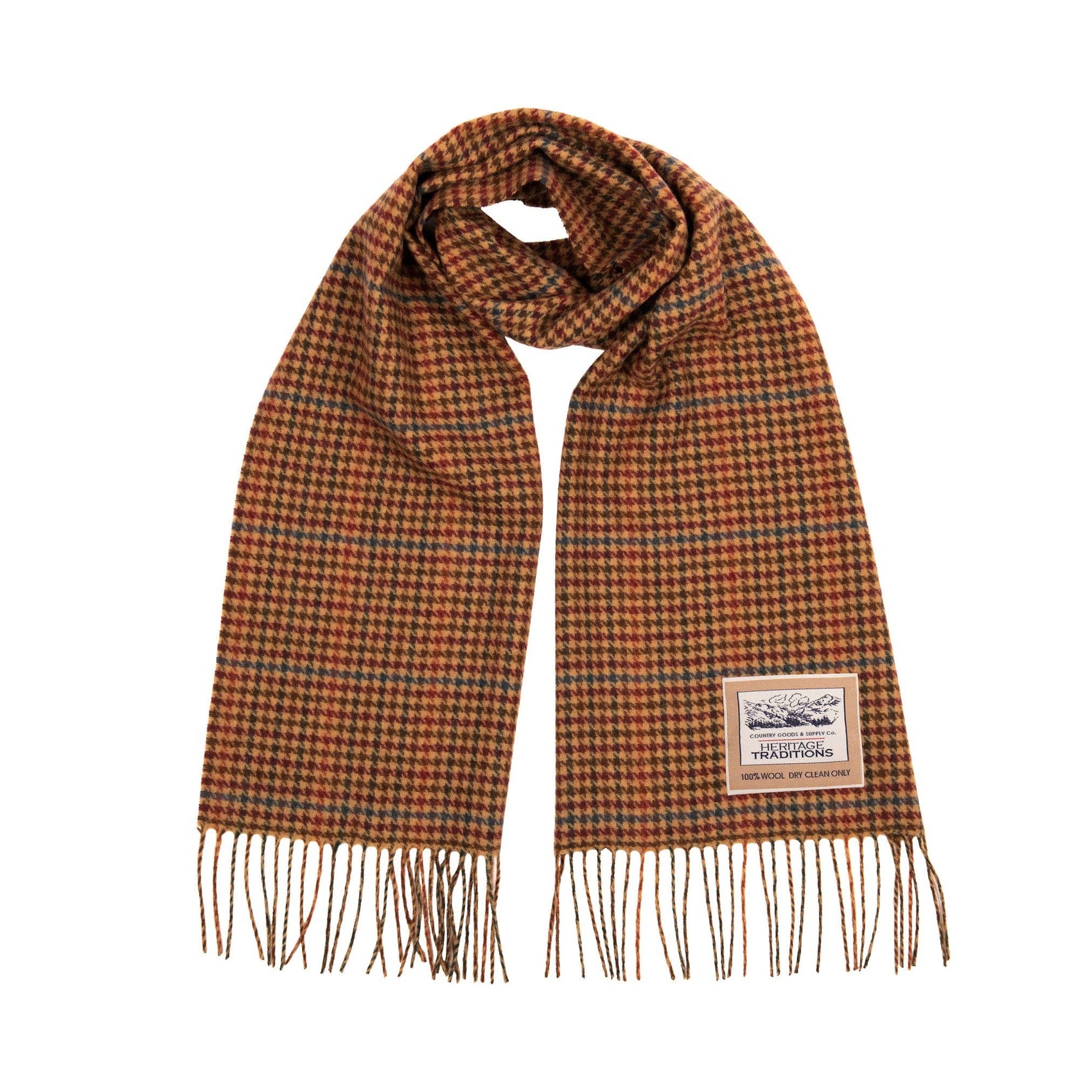 Heritage Traditions Check Wool Scarf: Antique Hound