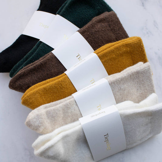 Women's Solid Wool Cashmere Blend Socks: Dark Brown