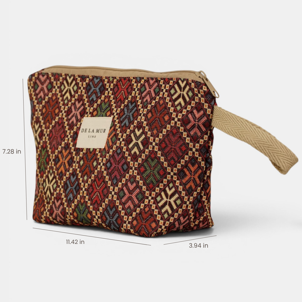 Geometric Jacquard Large Makeup Bag – Multicolor (Chic)