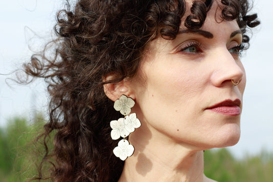 Hydrangea Statement Earrings - White