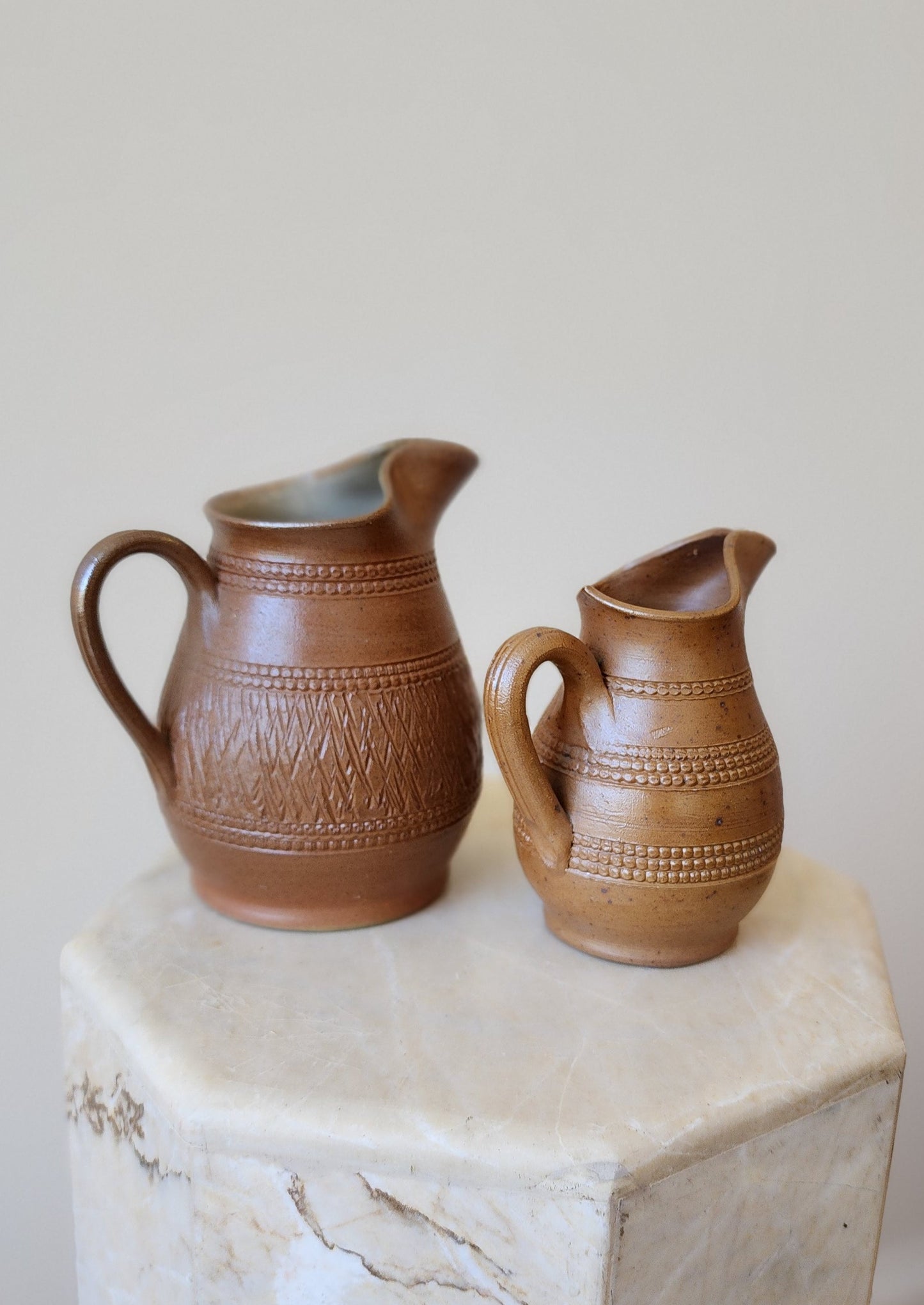 Vintage French Pottery -- Small Jugs