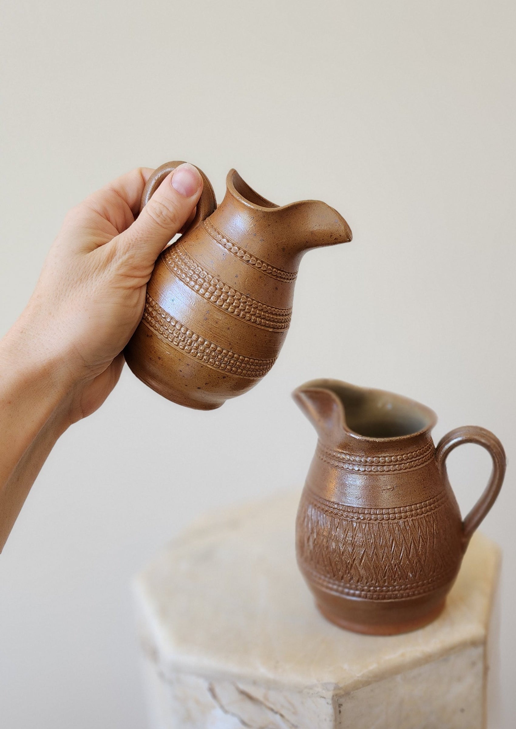 Vintage French Pottery -- Small Jugs