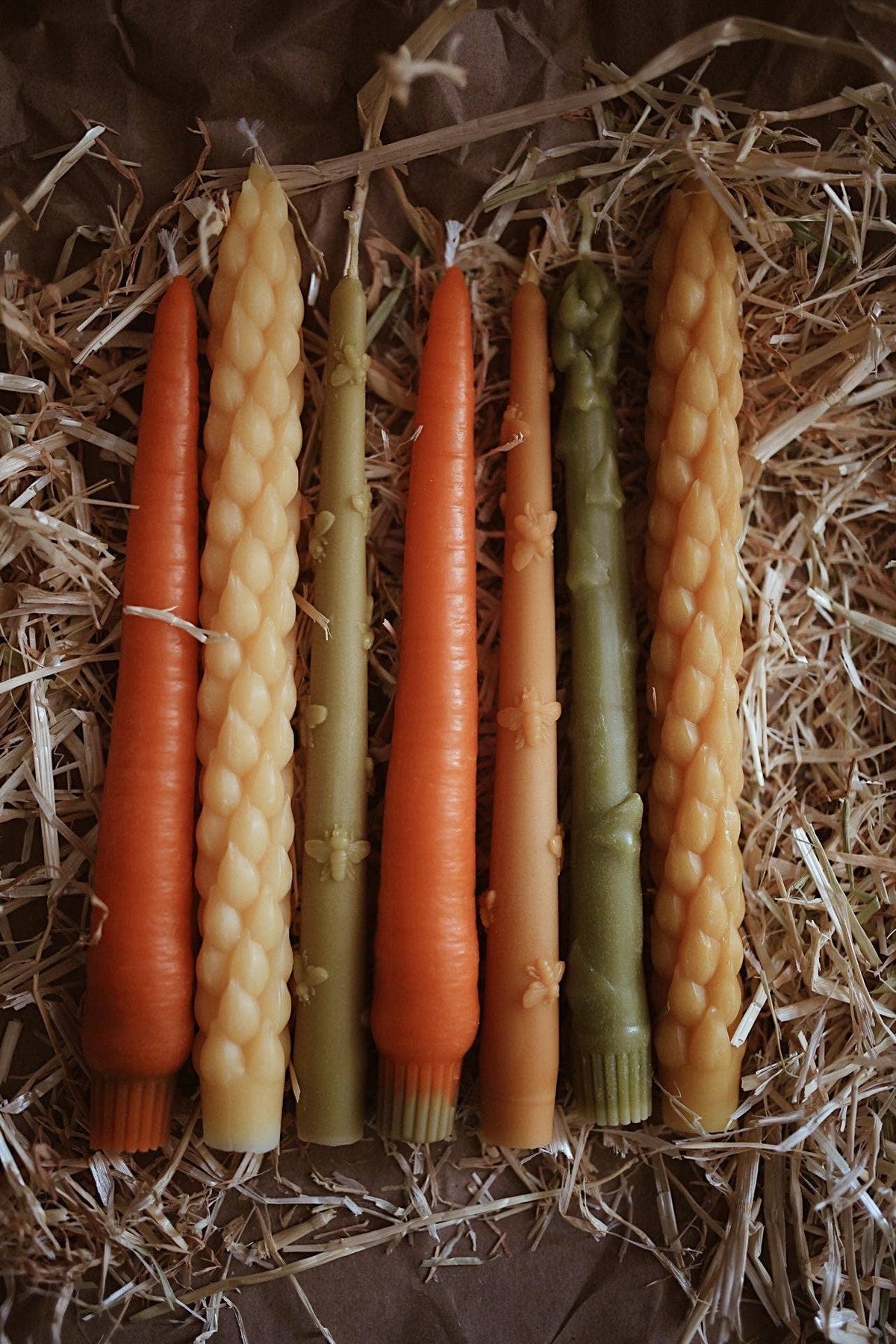 Carrot Beeswax Taper Candle