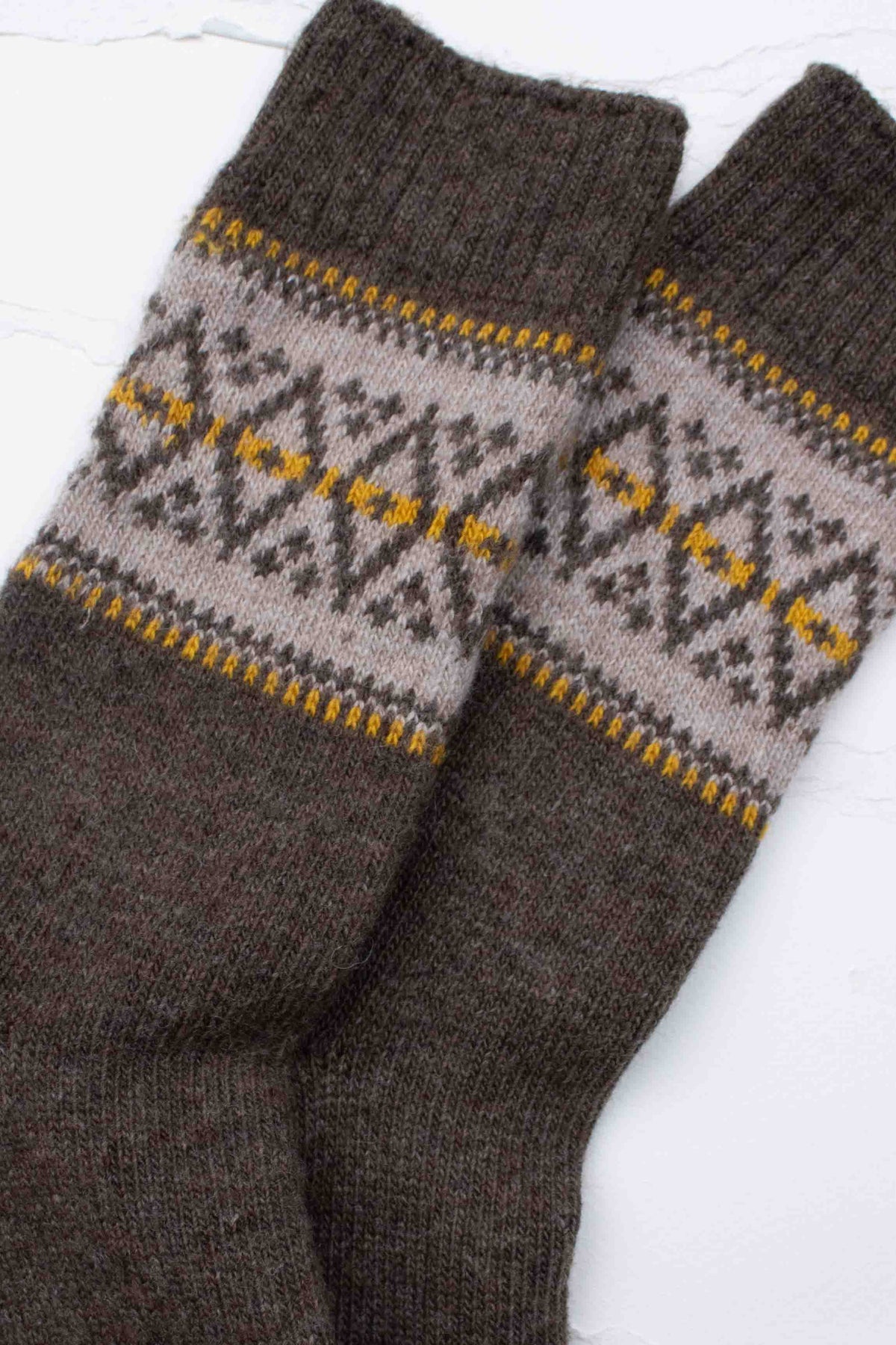 Vintage Nordic Fair Isle Wool & Cashmere Blend Crew Socks