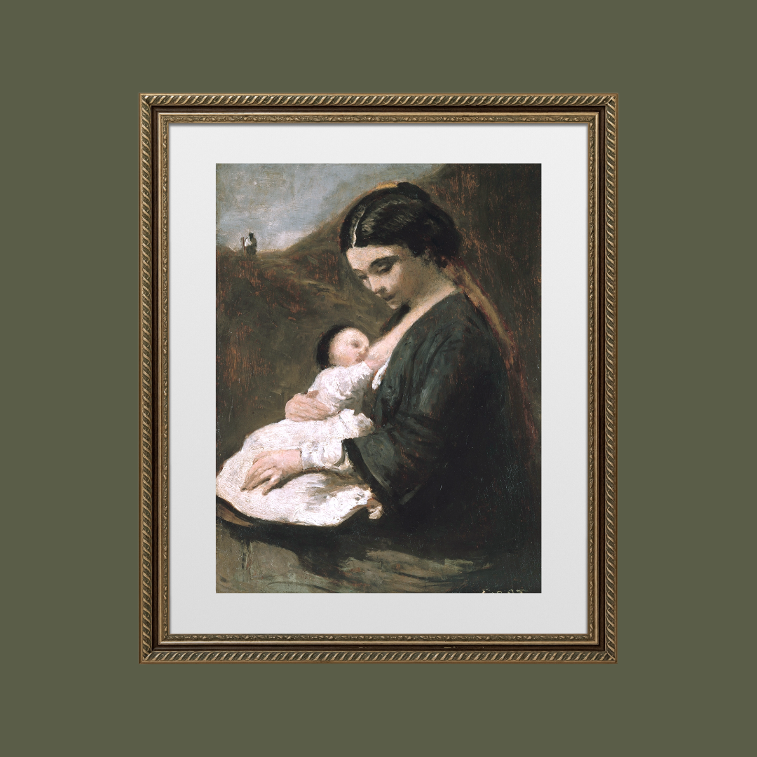 Mother and Child Antique Art Print