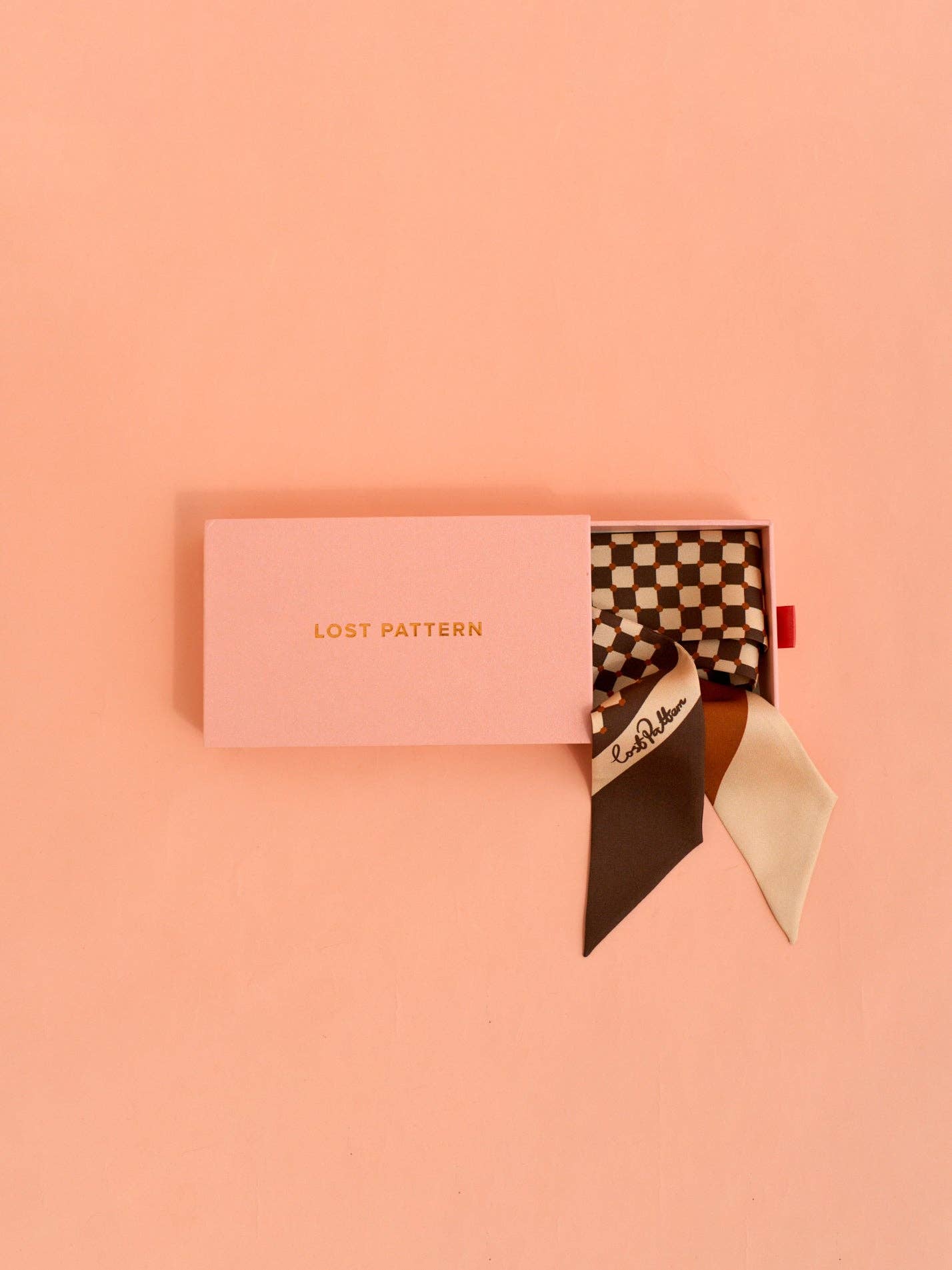 "Checkerboard" Silk Twill Skinny Scarf