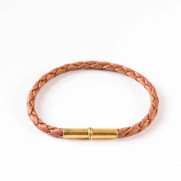 Flint Single Waxed Canvas Bracelet: Brown / Large